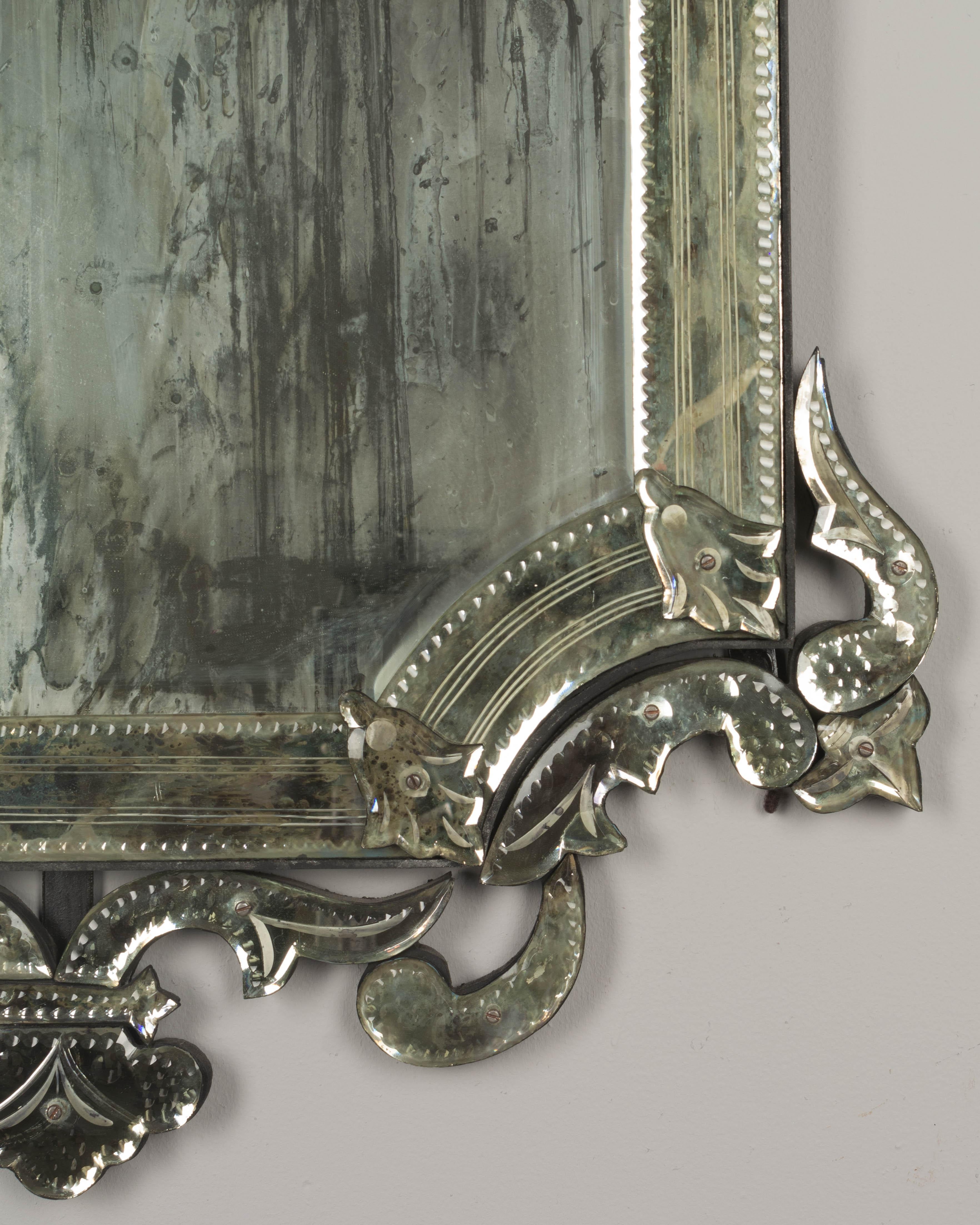 20th Century Venetian Etched Glass Mirror