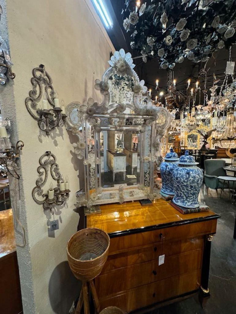Specchio in vetro veneziano acidato in vendita 4