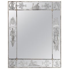 Antique Venetian Etched Glass Mirror