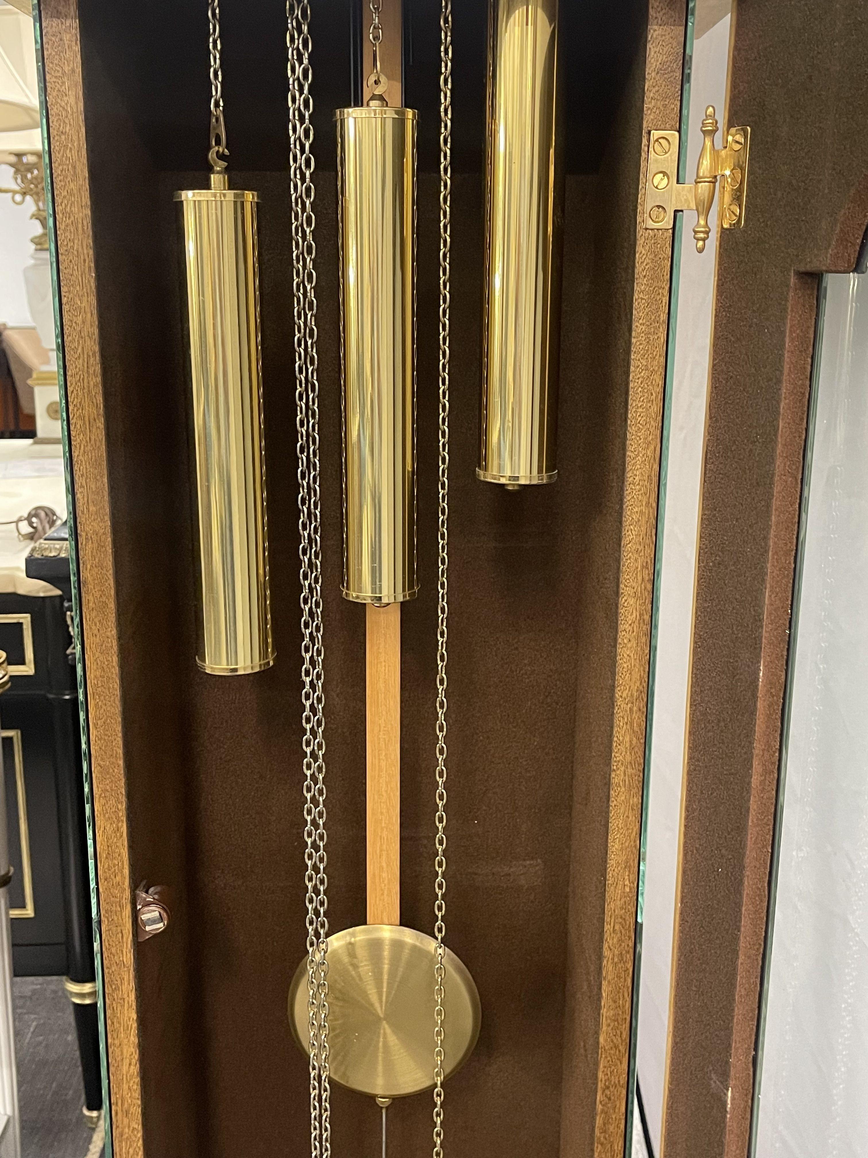 Venetian Etched Glass Tall Case Grandfather Clock, Giltwood, Tempus Fugit 1