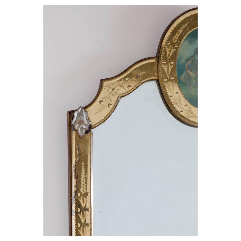 Italian Venetian Etched Gold and Silver Mirror