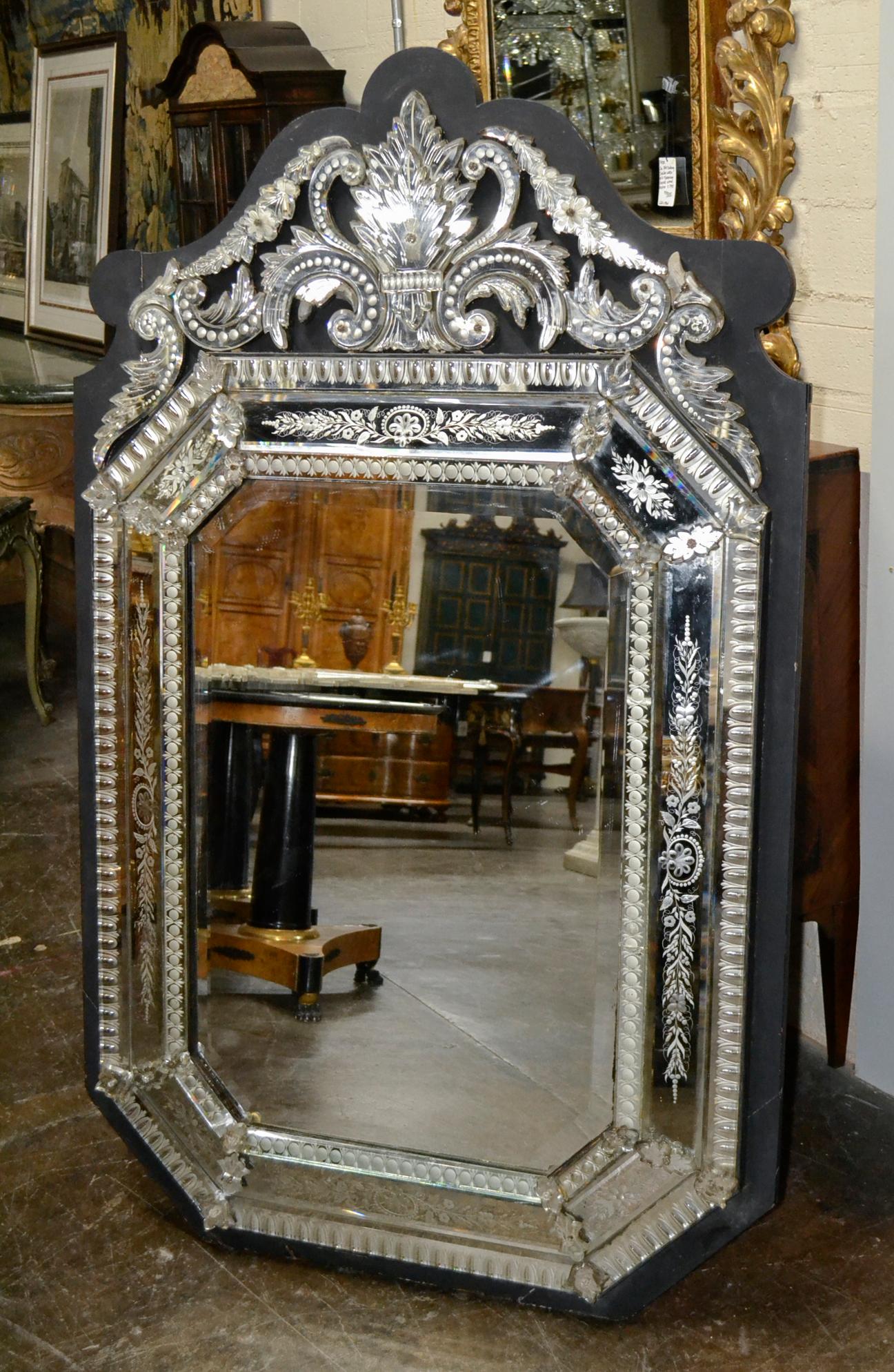 Early 20th Century Venetian Etched Octagonal Mirror