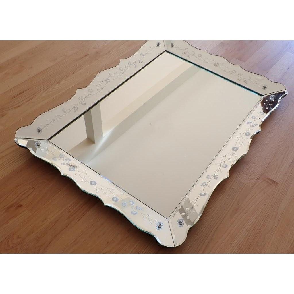 Mid-Century Modern Venetian Etched Wall Mirror