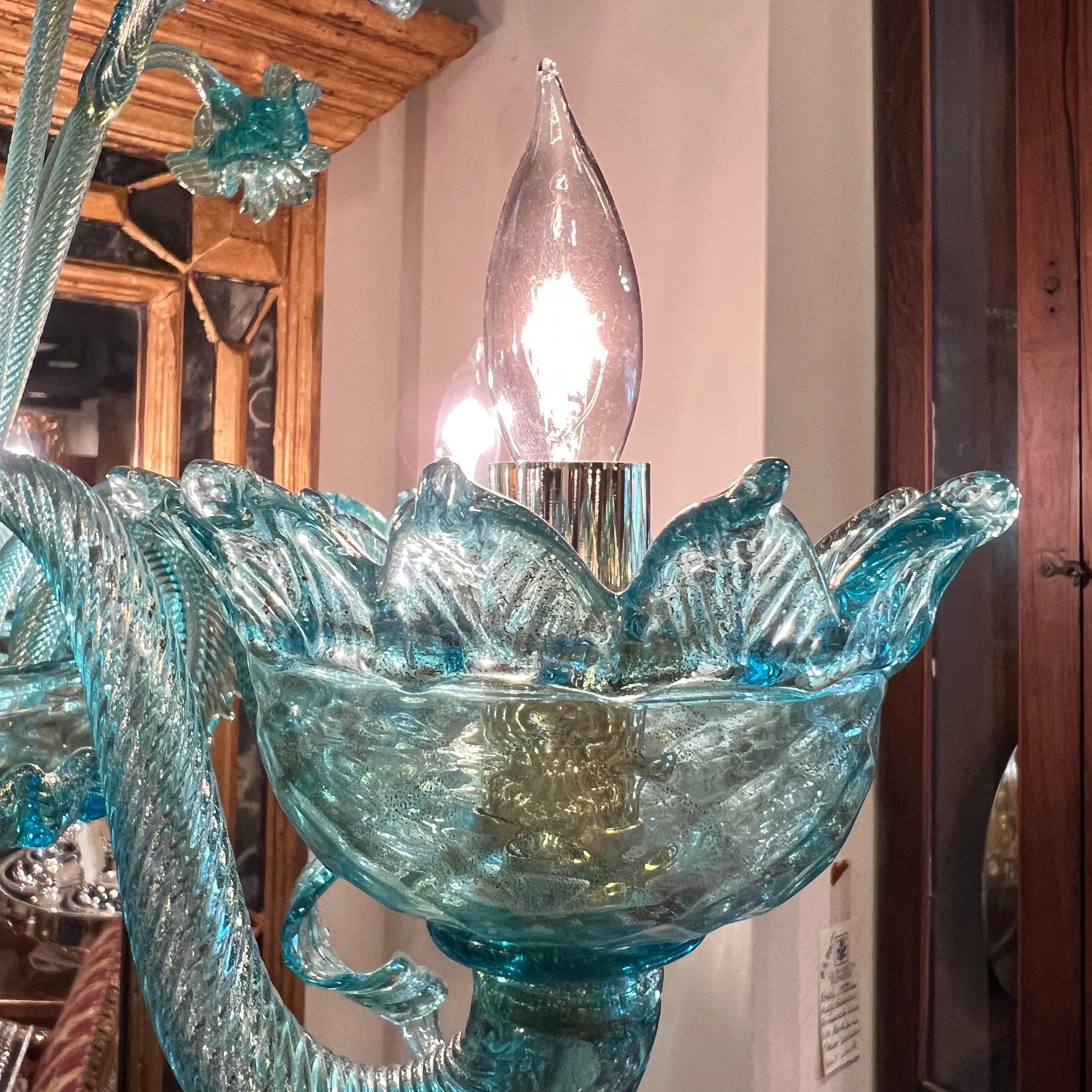  Venezianische Flambeau-Glas-Tischlampen mit Goldflecken und Messingdesign im Angebot 6