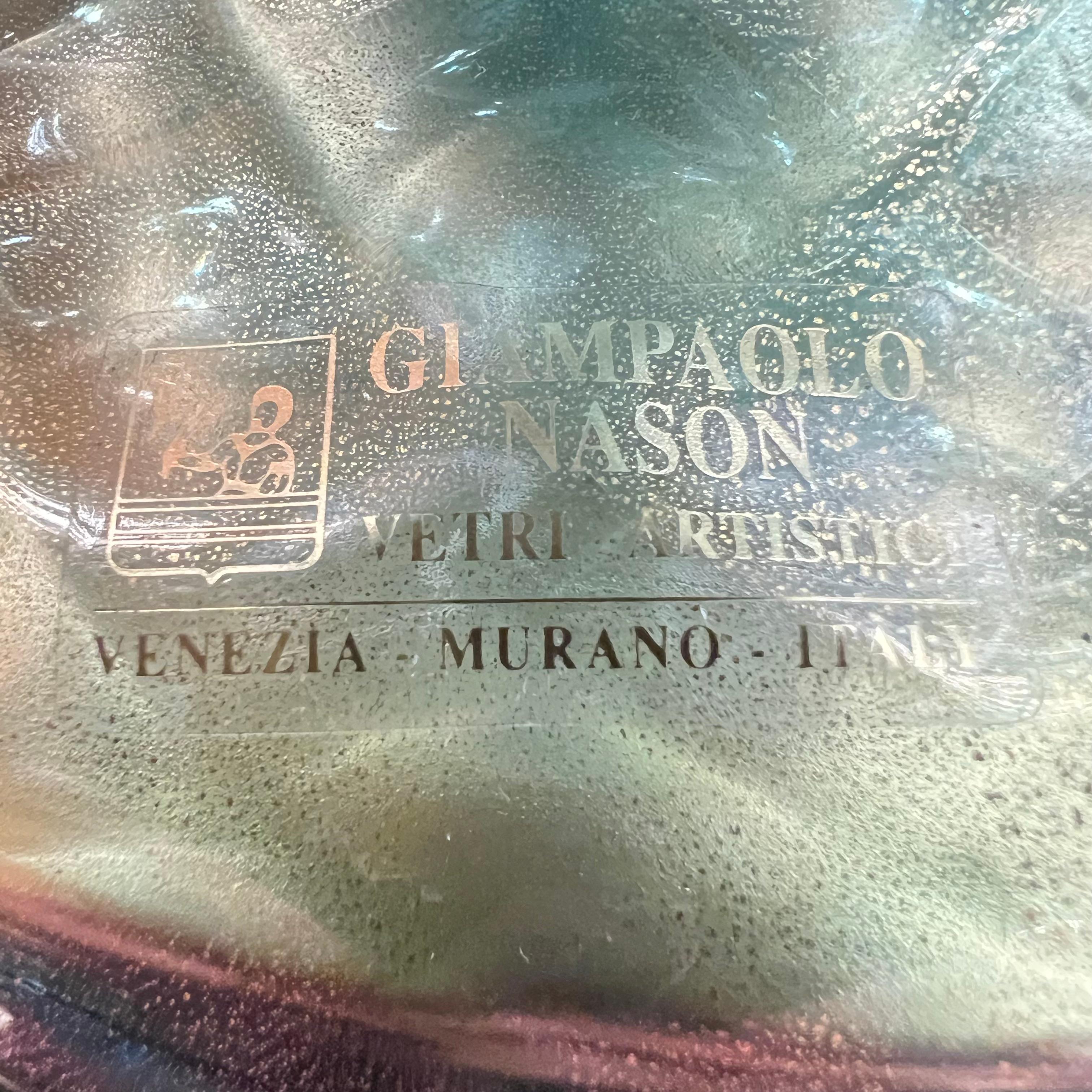  Venezianische Flambeau-Glas-Tischlampen mit Goldflecken und Messingdesign im Angebot 1