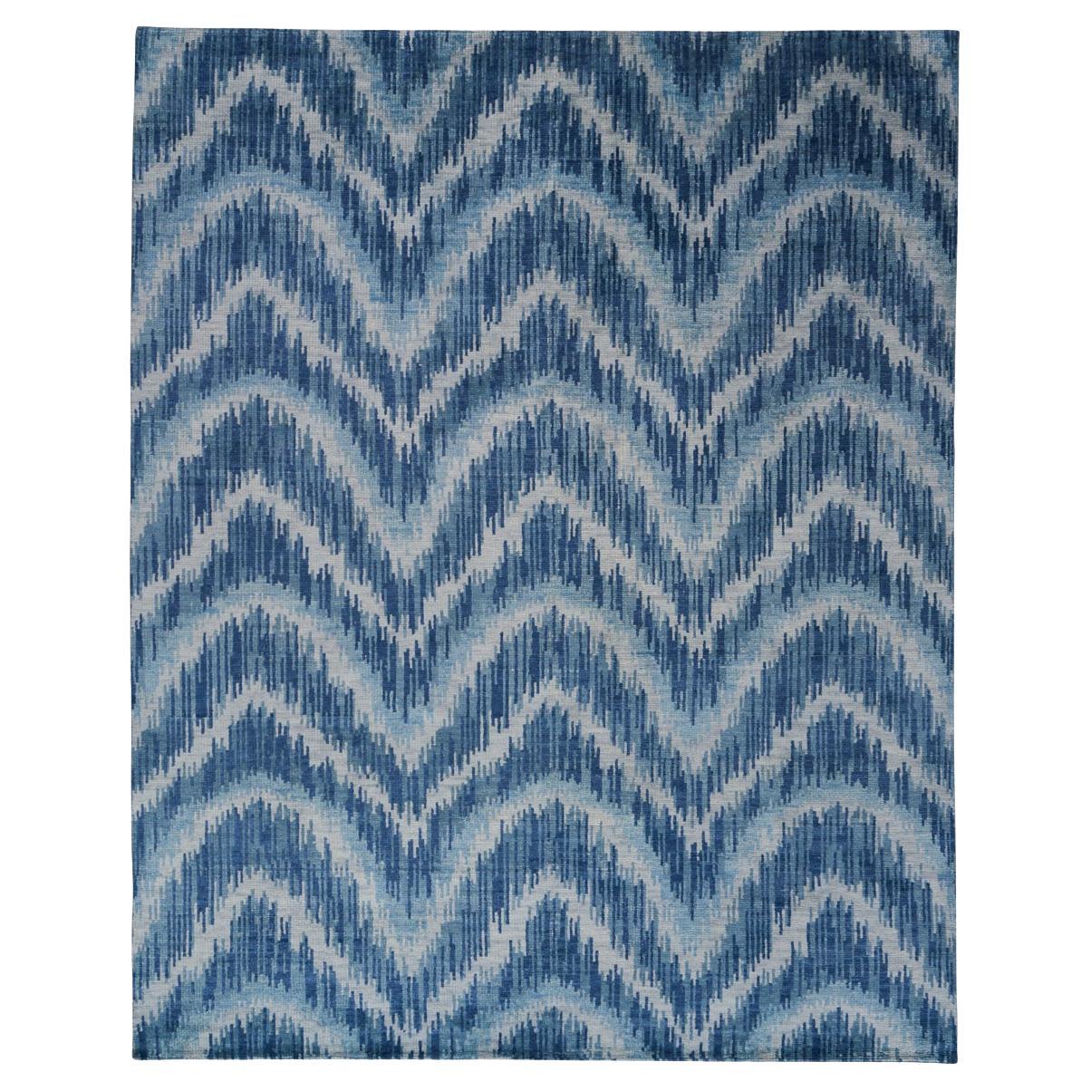 Venetian Flamestitch Rug in Blue, 10x14'