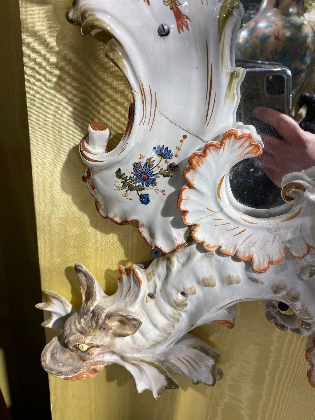 Venetian Floral Painted Porcelain Mirror For Sale 5