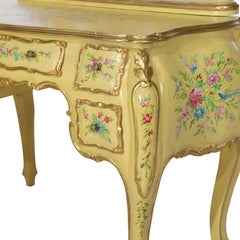 Venetian Floral Polychromed Dressing Table With Mirror & Chair c1930