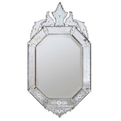 Venetian Floral Style Engraved Glass Mirror