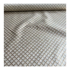 Venetian Fortuny Canestrelli Fabric in Ivory and Silvery Gold, 5.25 Yards