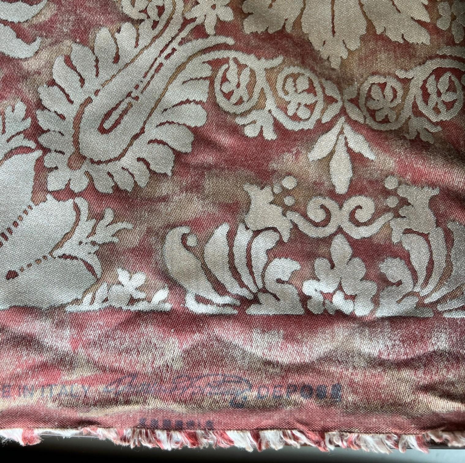 Cotton Venetian Fortuny Impero Fabric in Copper and Silvery Gold