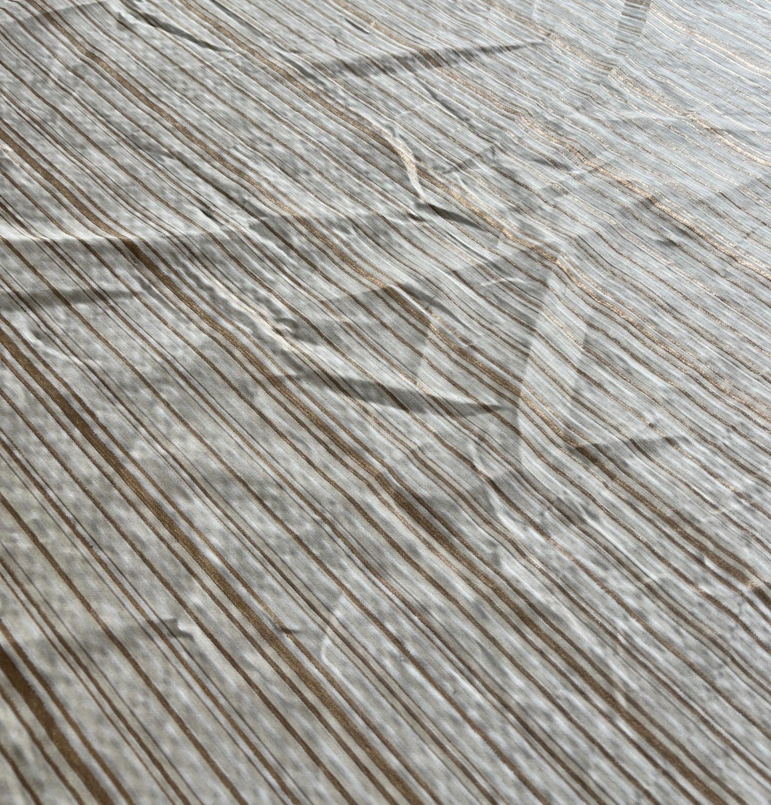 Venetian Fortuny Malmaison Fabric in String and Gold Stripes on Ivory, 28 Yards In Good Condition For Sale In Morristown, NJ
