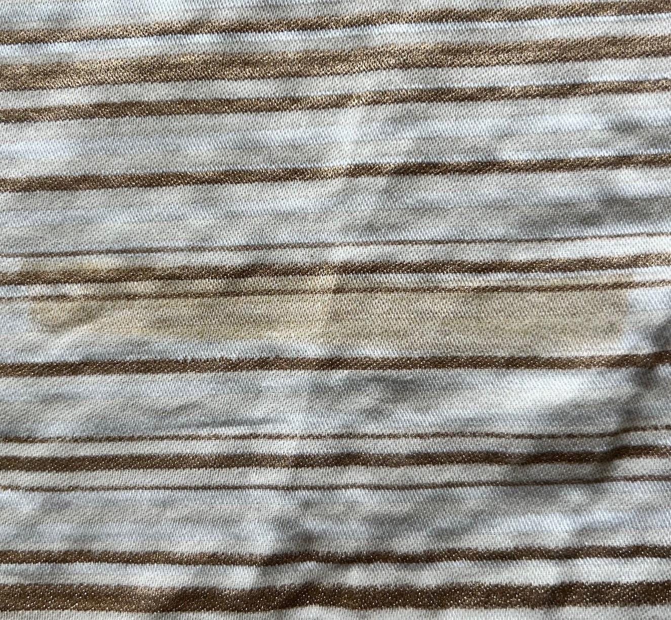 Venetian Fortuny Malmaison Fabric in String and Gold Stripes on Ivory, 28 Yards For Sale 1