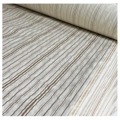 Venetian Fortuny Malmaison Fabric in String and Gold Stripes on Ivory, 28 Yards