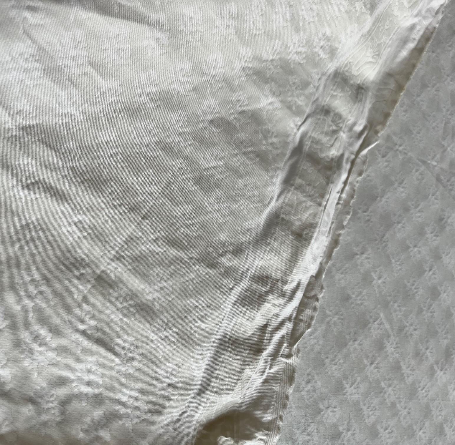 Hand-Crafted Venetian Fortuny Persiano Fabric in White on White, 2 Yards For Sale