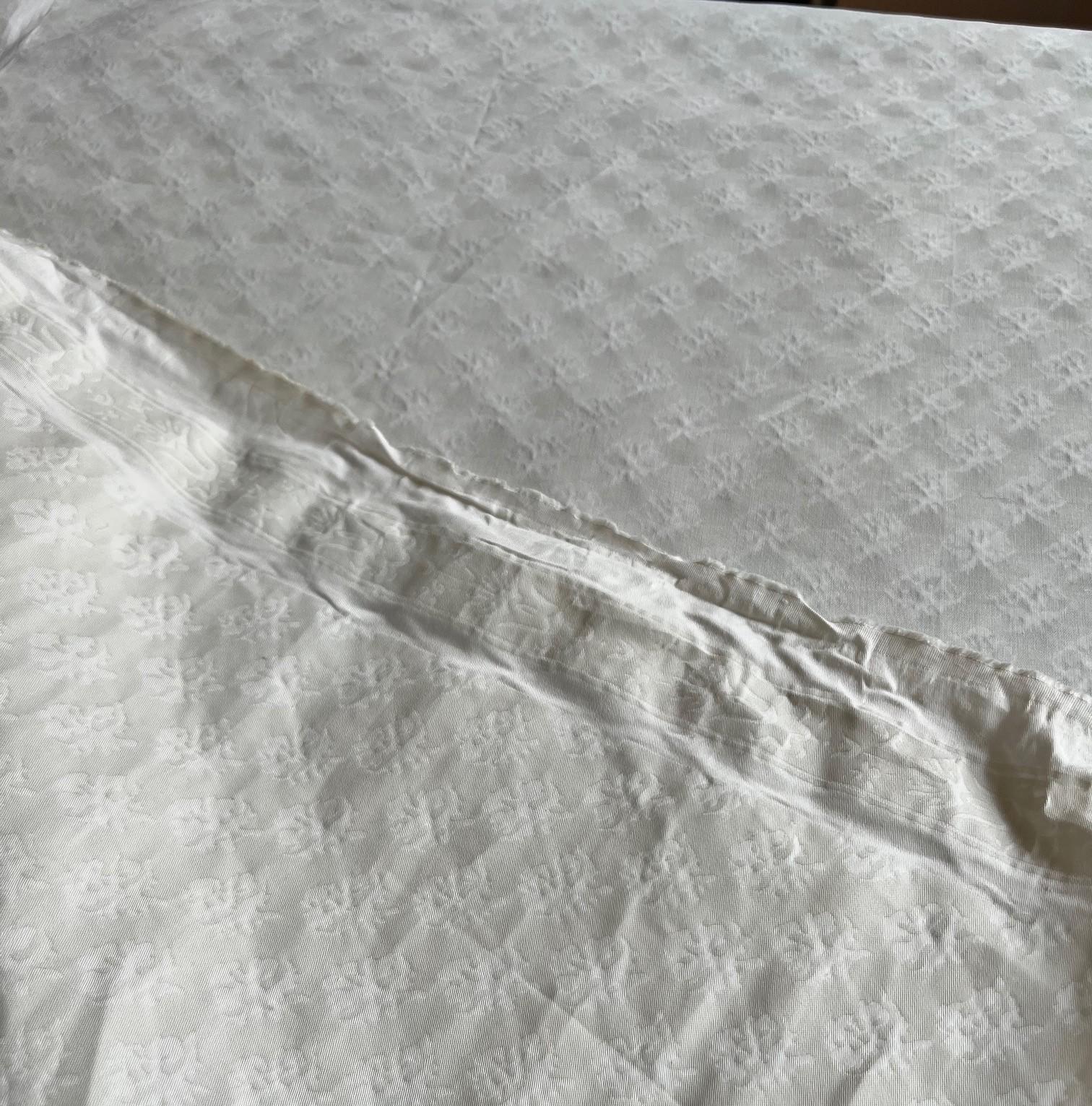 Venetian Fortuny Persiano Fabric in White on White, 2 Yards In Good Condition For Sale In Morristown, NJ