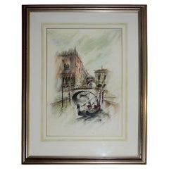 Venetian Framed Watercolor Artist Signed