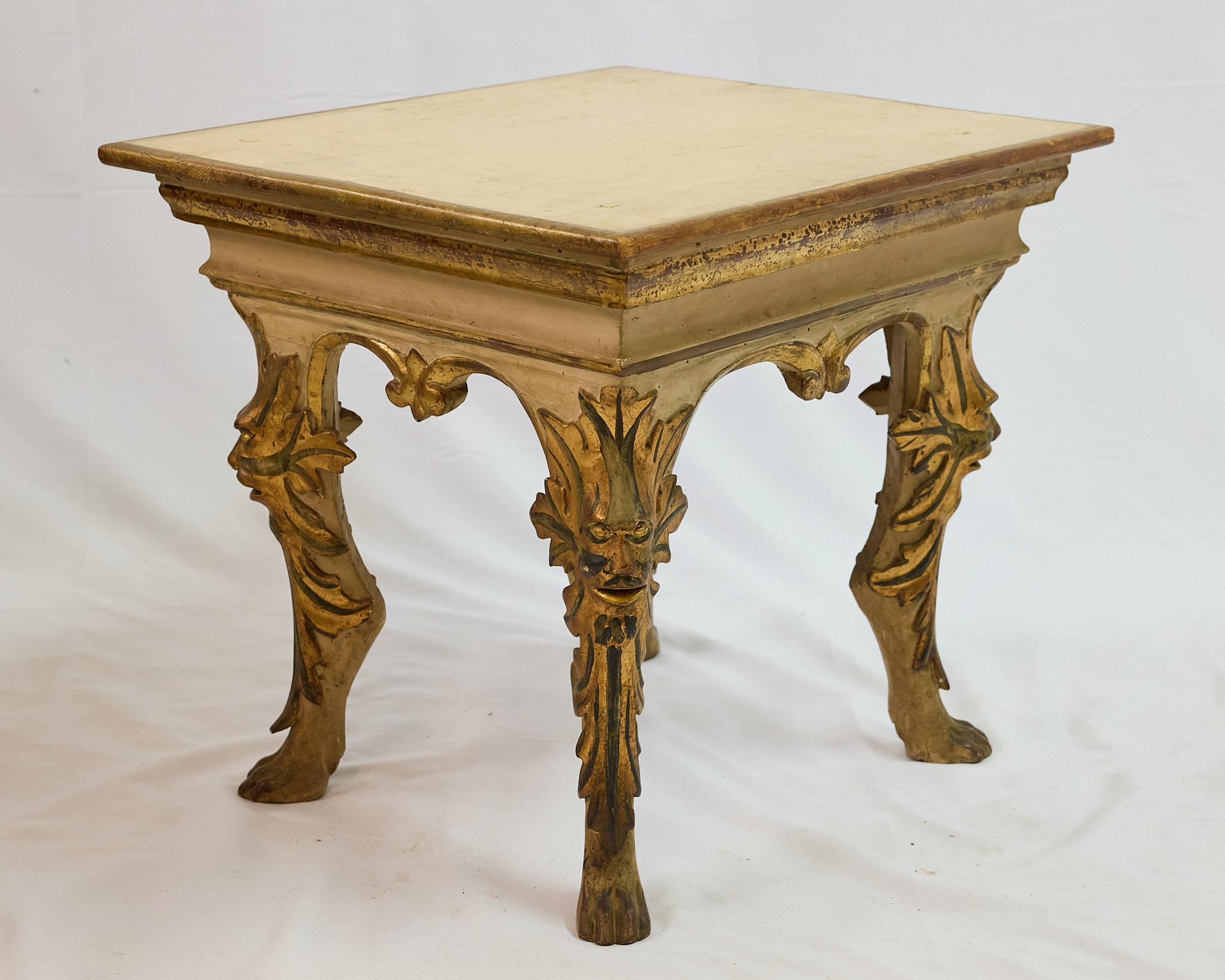 Hand-Carved Venetian Gilded Baroque Side Table For Sale