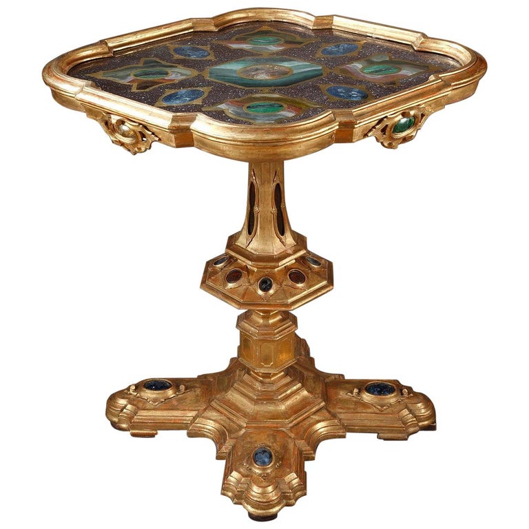 Gilded Wood and Glass Center Table For Sale at 1stdibs