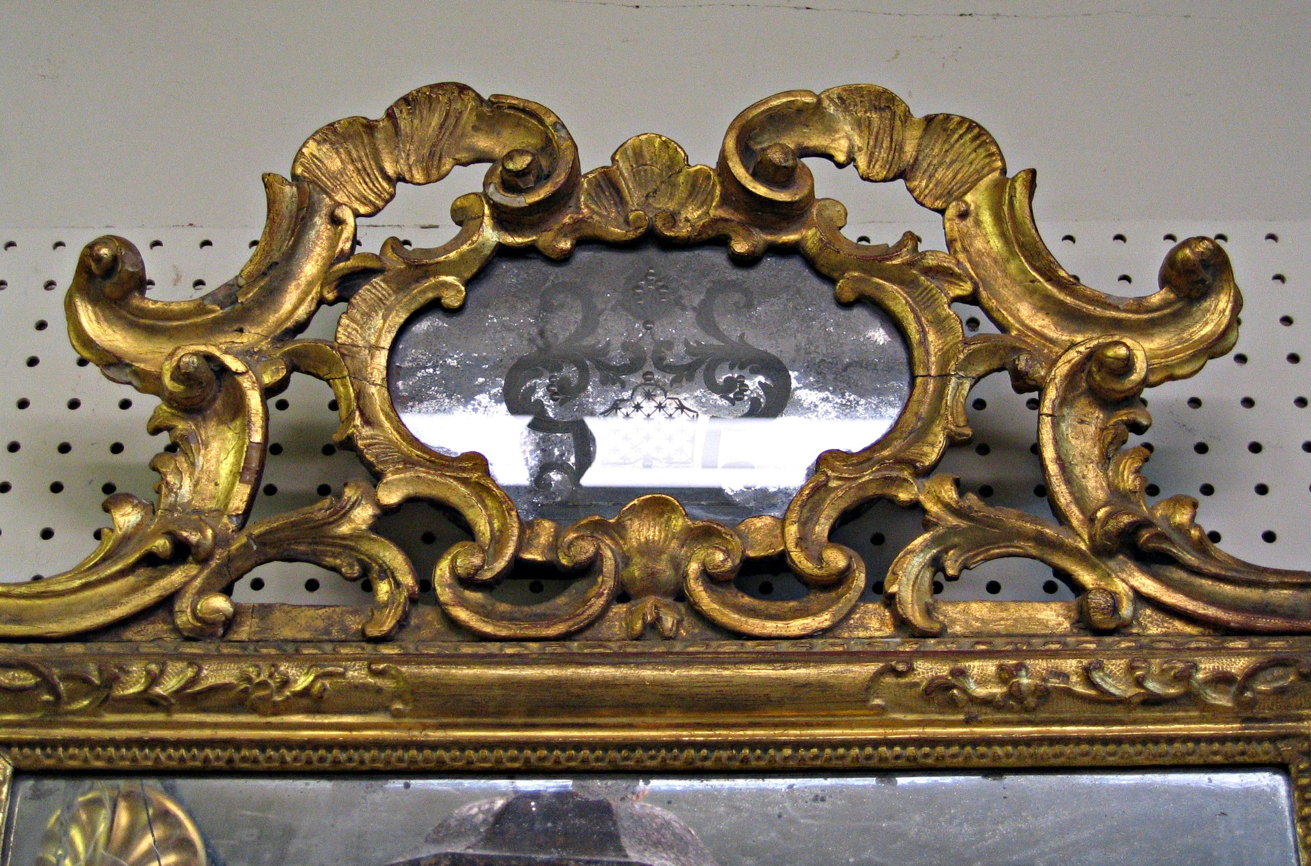 Italian Venetian Gilt Carved Mirror, c1750