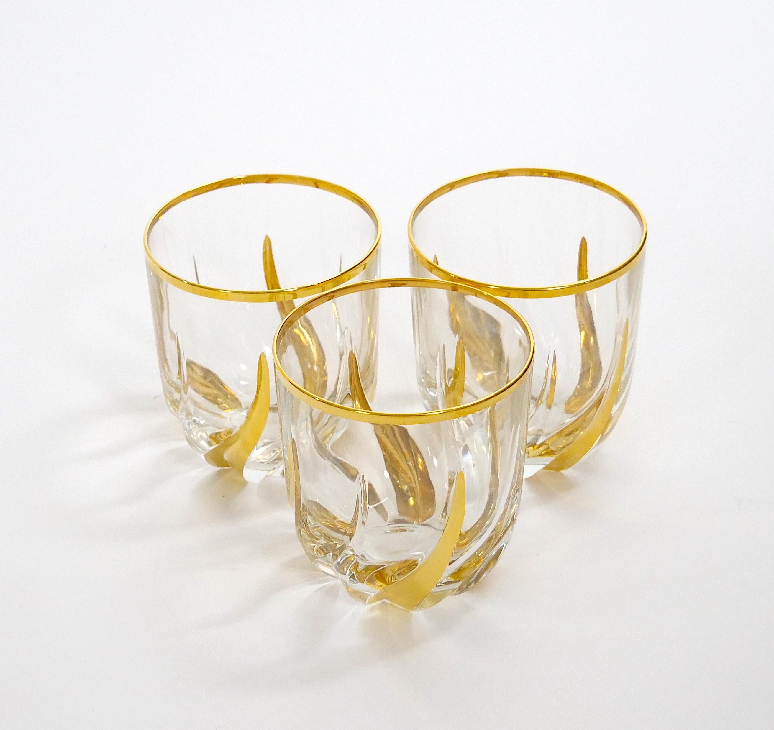 Cut Glass Venetian Gilt Gold Decorated Barware Whiskey / Scotch Glass  For Sale