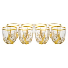 Used Venetian Gilt Gold Decorated Barware Whiskey / Scotch Glass 