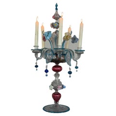Venetian girandole in multicolored Murano glass, 19th century