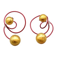 Venetian Glass and Gold Leaf Titanium Carnival a Venice Earrings by JAR Paris