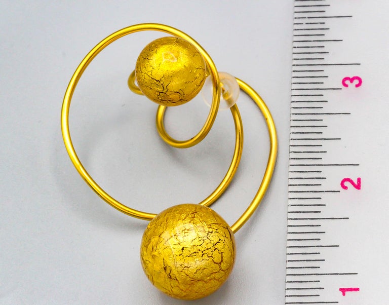 Women's Venetian Glass and Gold Leaf Titanium Earrings by JAR, Paris