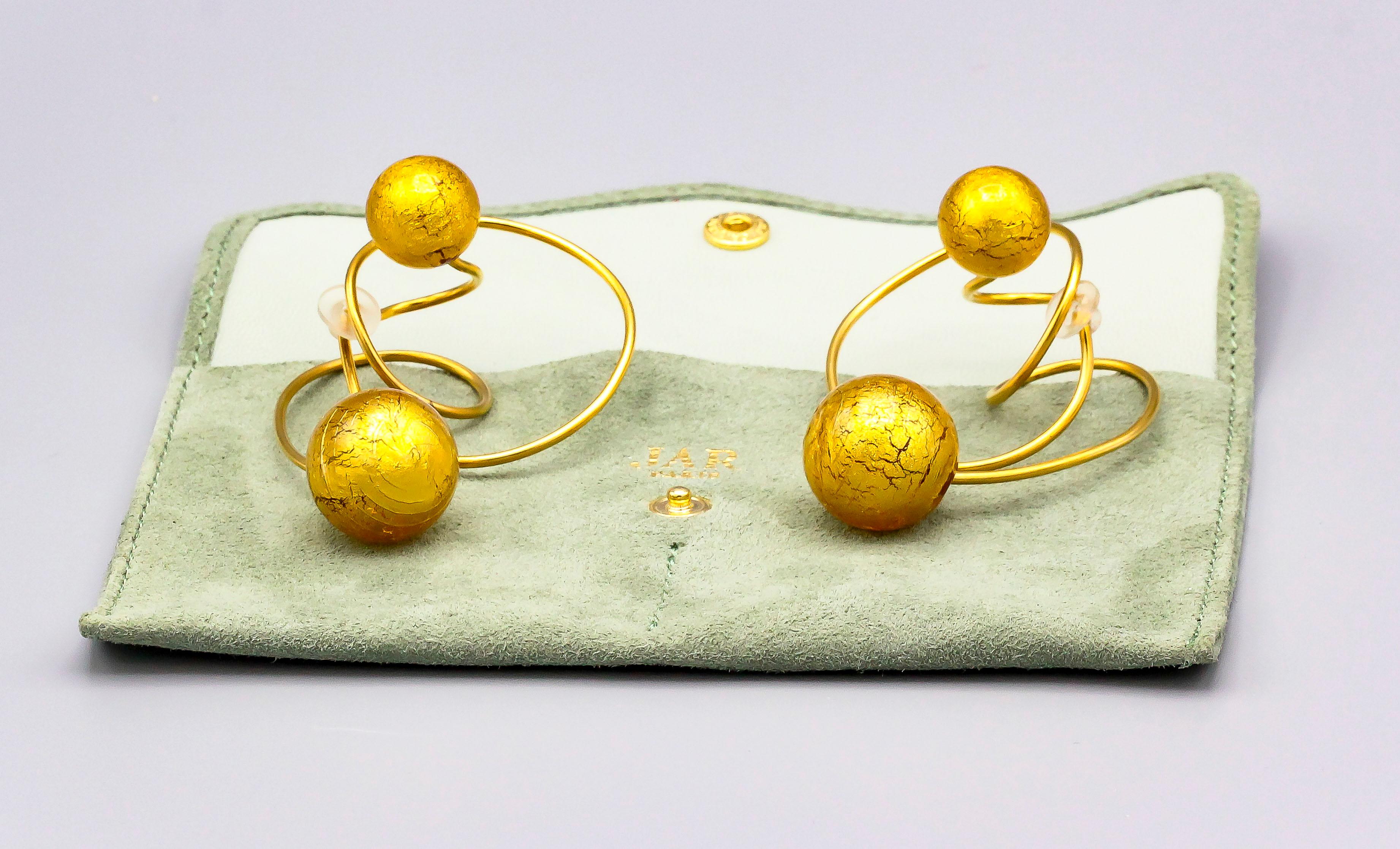 Women's Venetian Glass and Gold Leaf Titanium Earrings by JAR, Paris