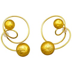 Vintage Venetian Glass and Gold Leaf Titanium Earrings by JAR, Paris