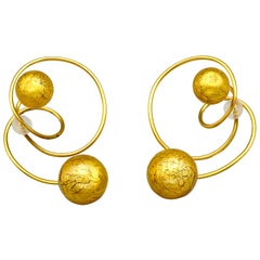 Venetian Glass and Gold Leaf Titanium Earrings by JAR, Paris