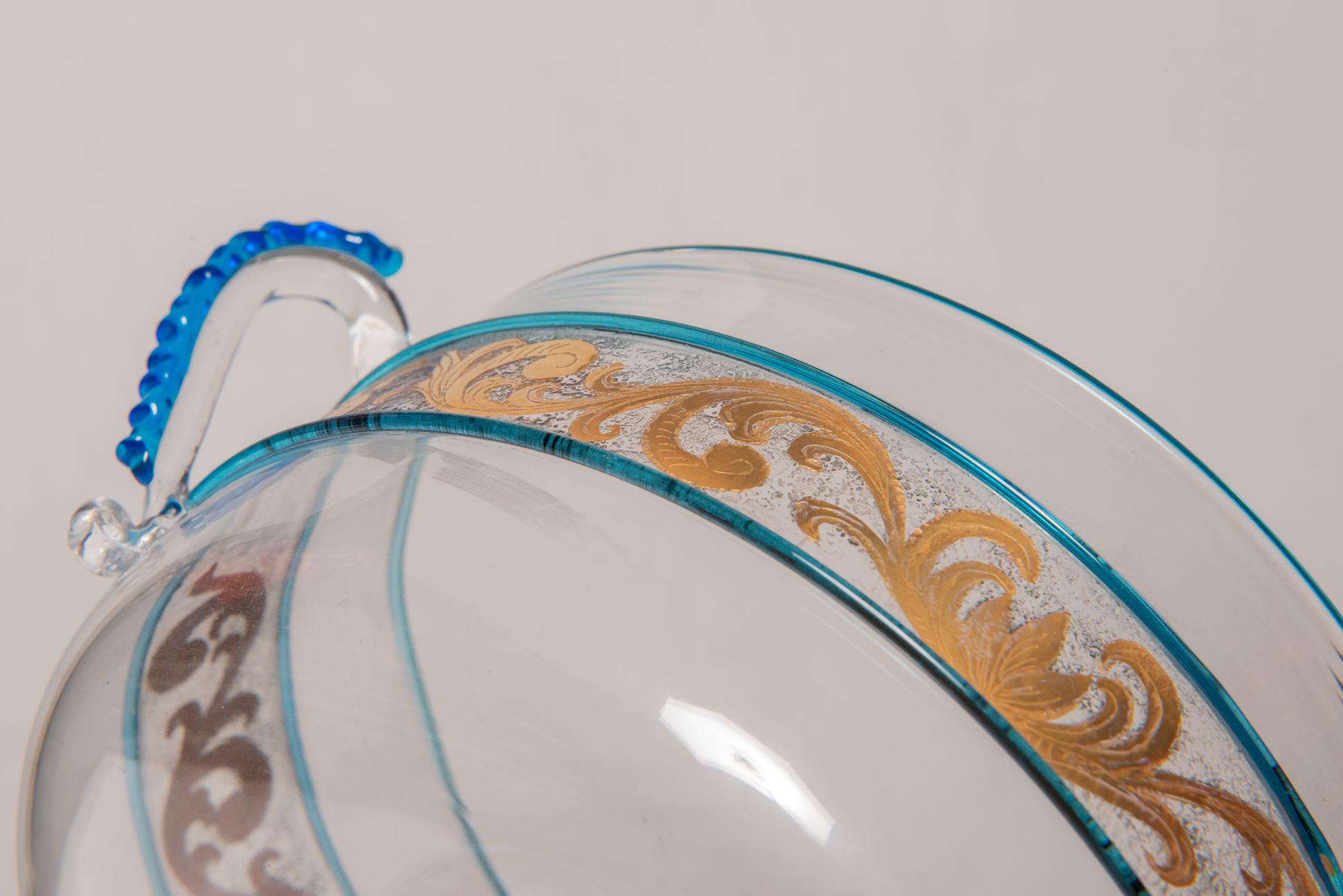 Venetian Glass and Gold Bowl with Handles For Sale 1