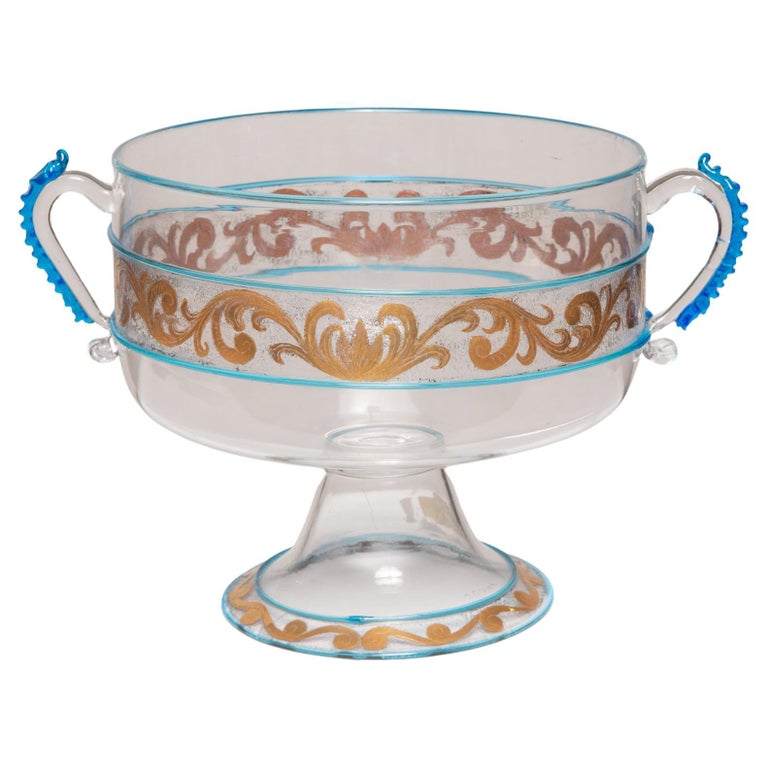 Glass Bowl with Handles For Sale at 1stDibs