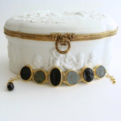 Venetian Glass Cameo Intaglio Bracelet Ancient Roman Coins, Roma Bracelet II