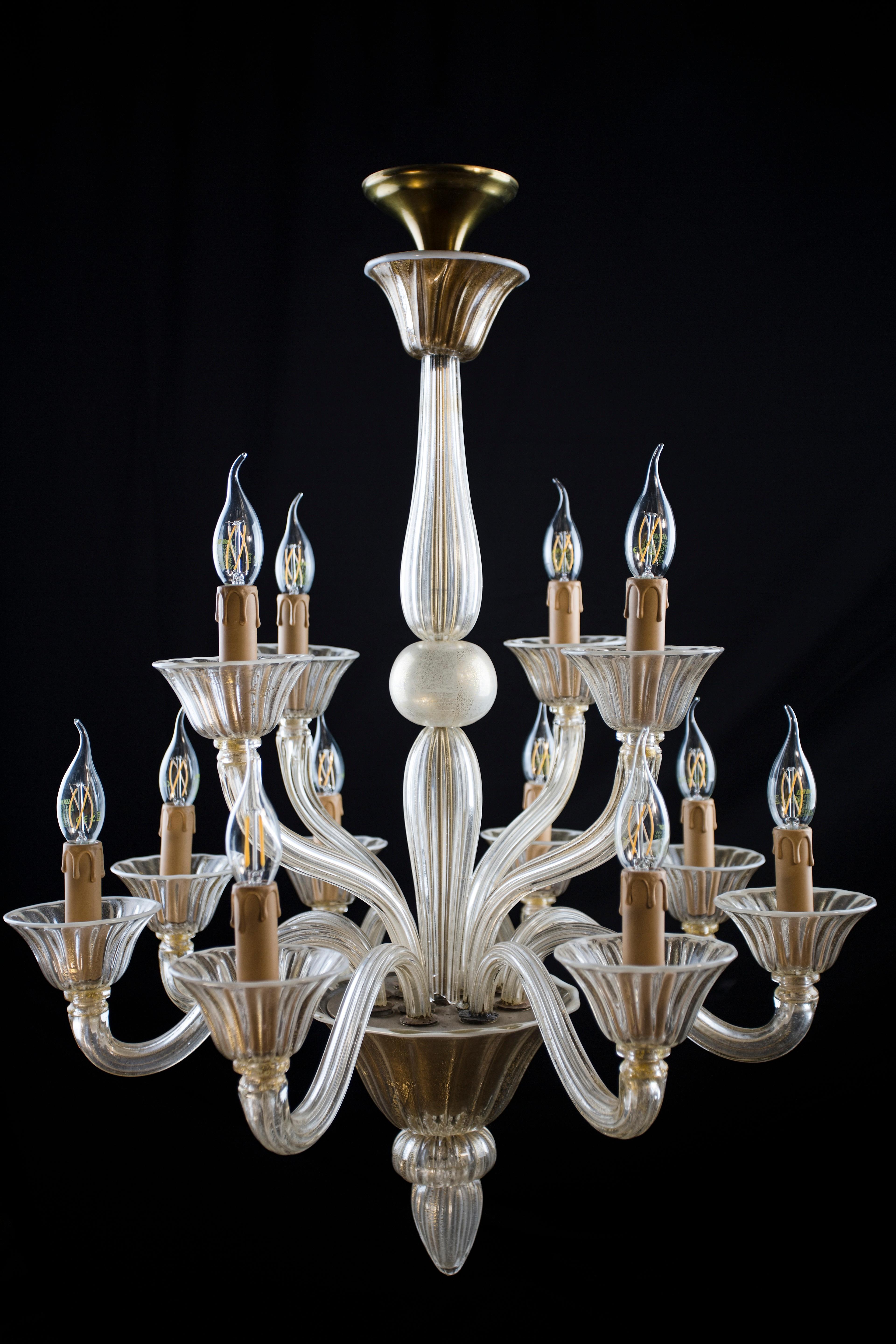 Venetian glass chandelier 12 arms For Sale 5