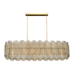 Venetian Glass Chandelier, Murano, Italy, Smoked Glass and Brass