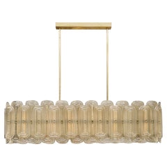 Venetian Glass Chandelier, Murano, Italy, Smoked Glass and Brass