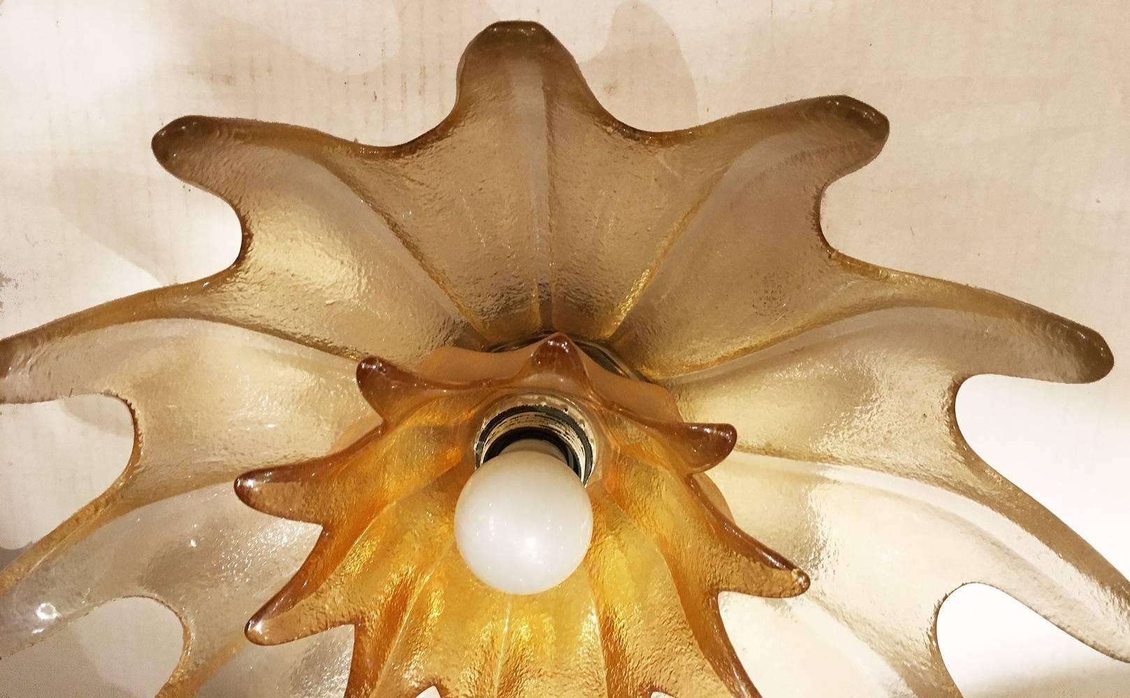 Venetian Glass Flush Mounted Fixture In Good Condition In New York, NY