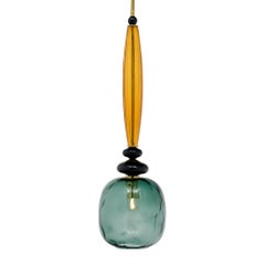 Venetian Glass Gray and Amber, Hand-Blown, Murano, Italy