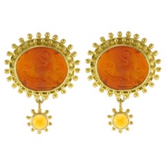 Venetian Glass Intaglio Earrings by Elizabeth Locke