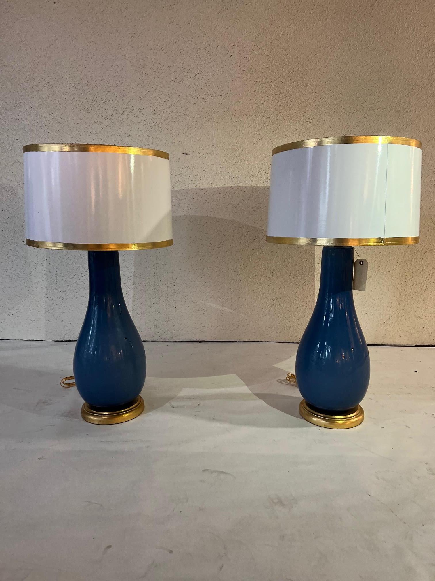 Modern Venetian Glass Lamps, a Pair