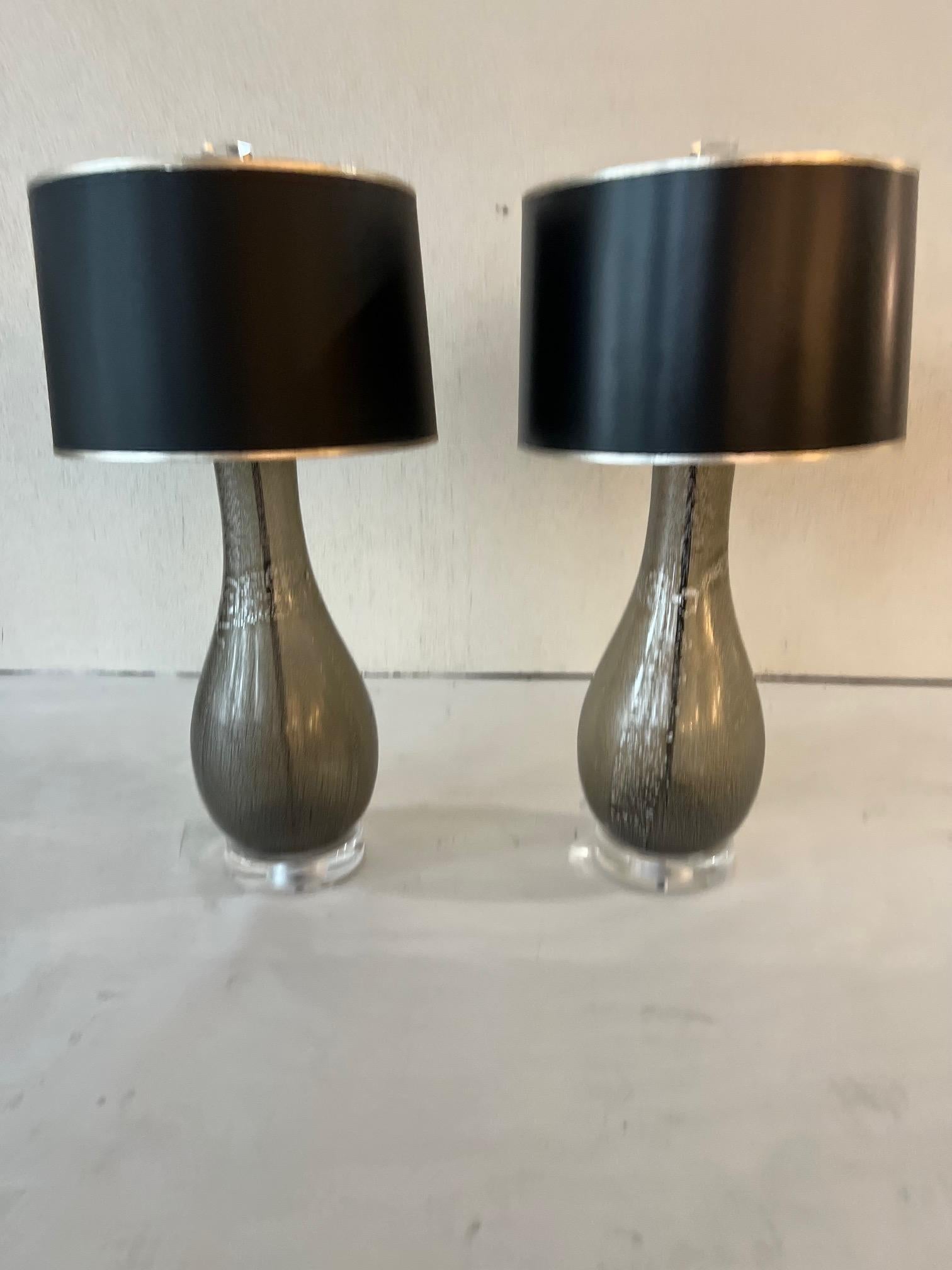 Contemporary Venetian Glass Lamps, a Pair