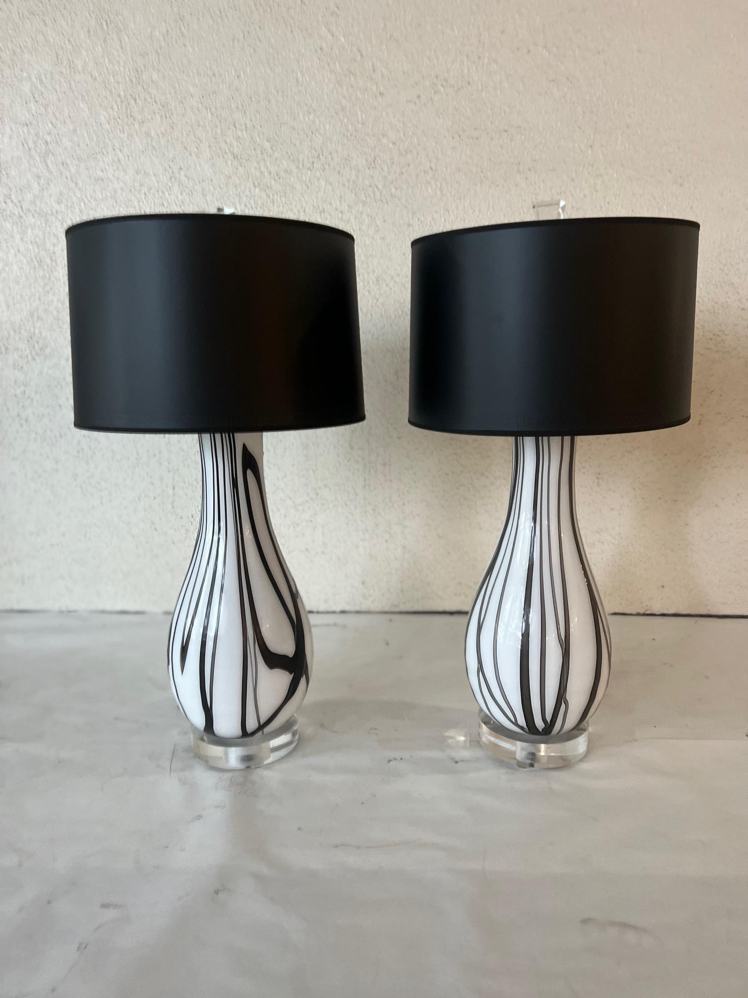 Venetian Glass Lamps, a Pair 2
