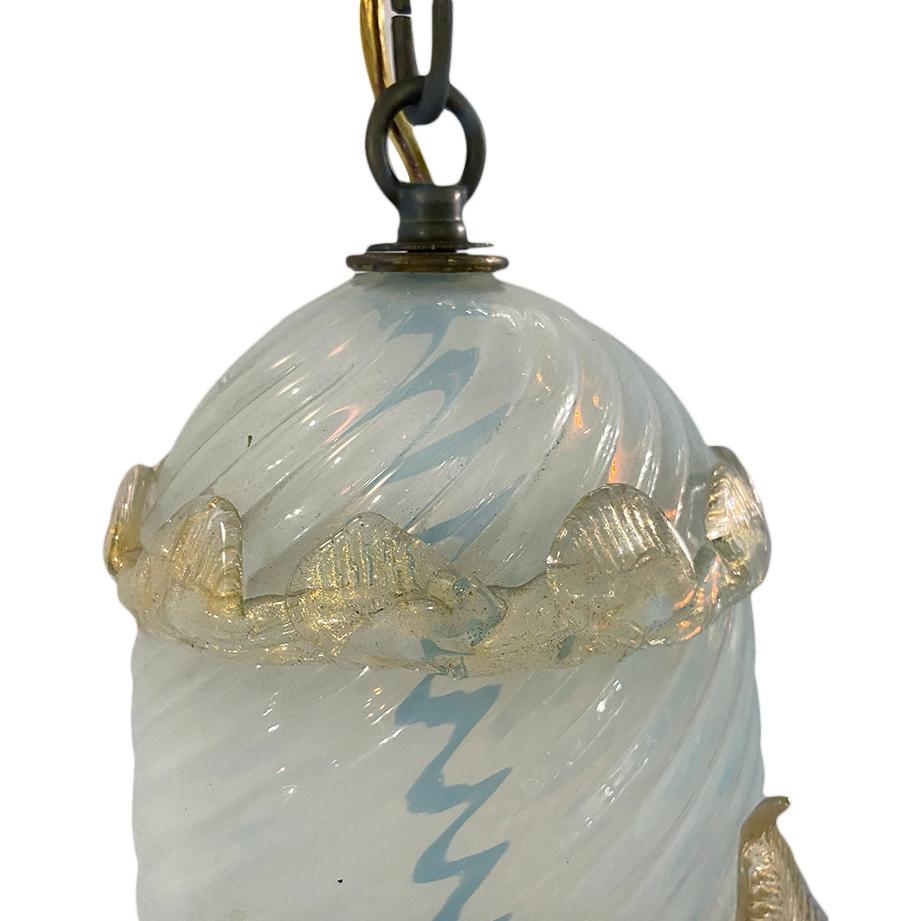 A circa 1950's Venetian hand-blown glass lantern with interior lights.

Measurements:
Drop: 26