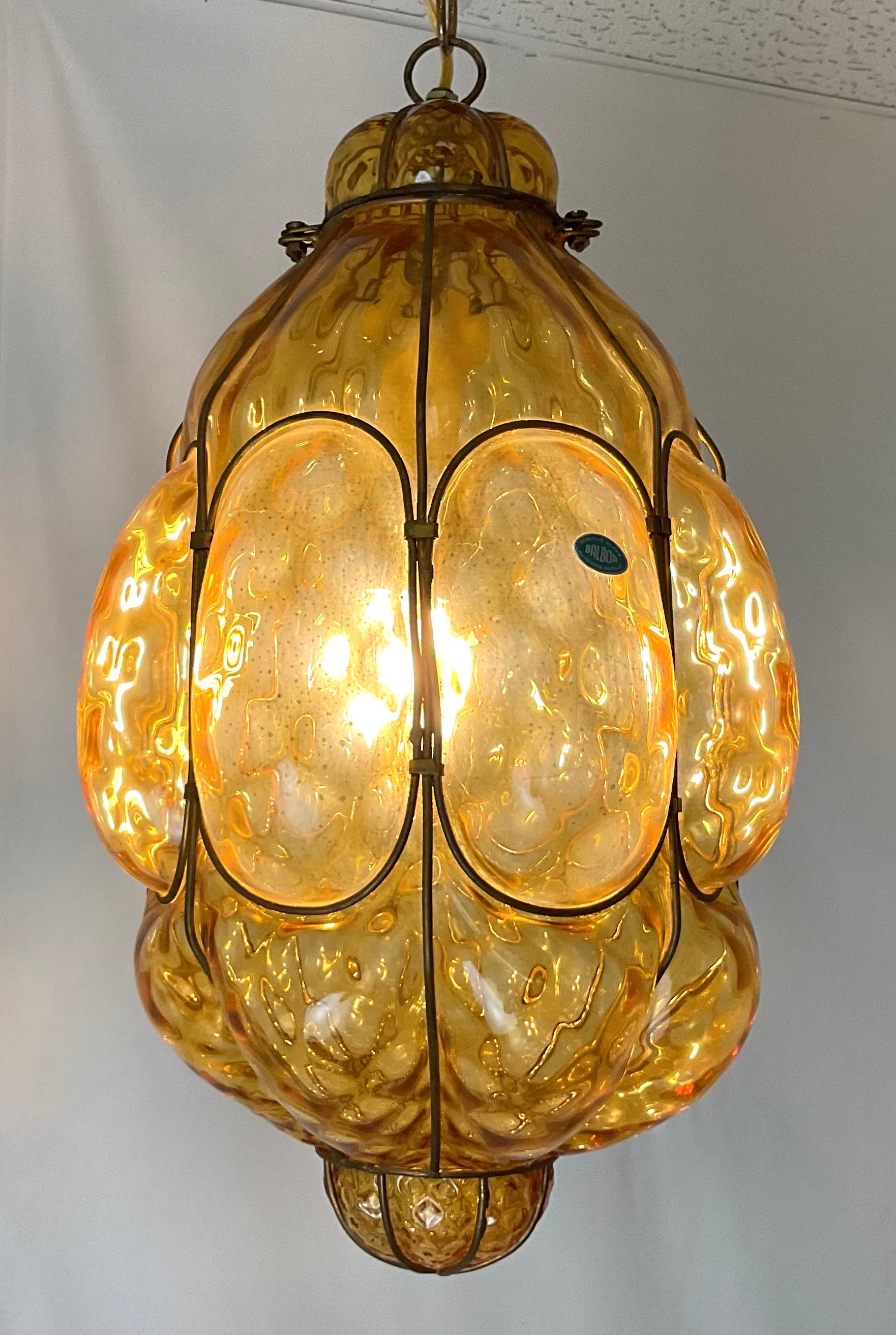 Empire Venetian Glass Lantern Hand Blown For Sale