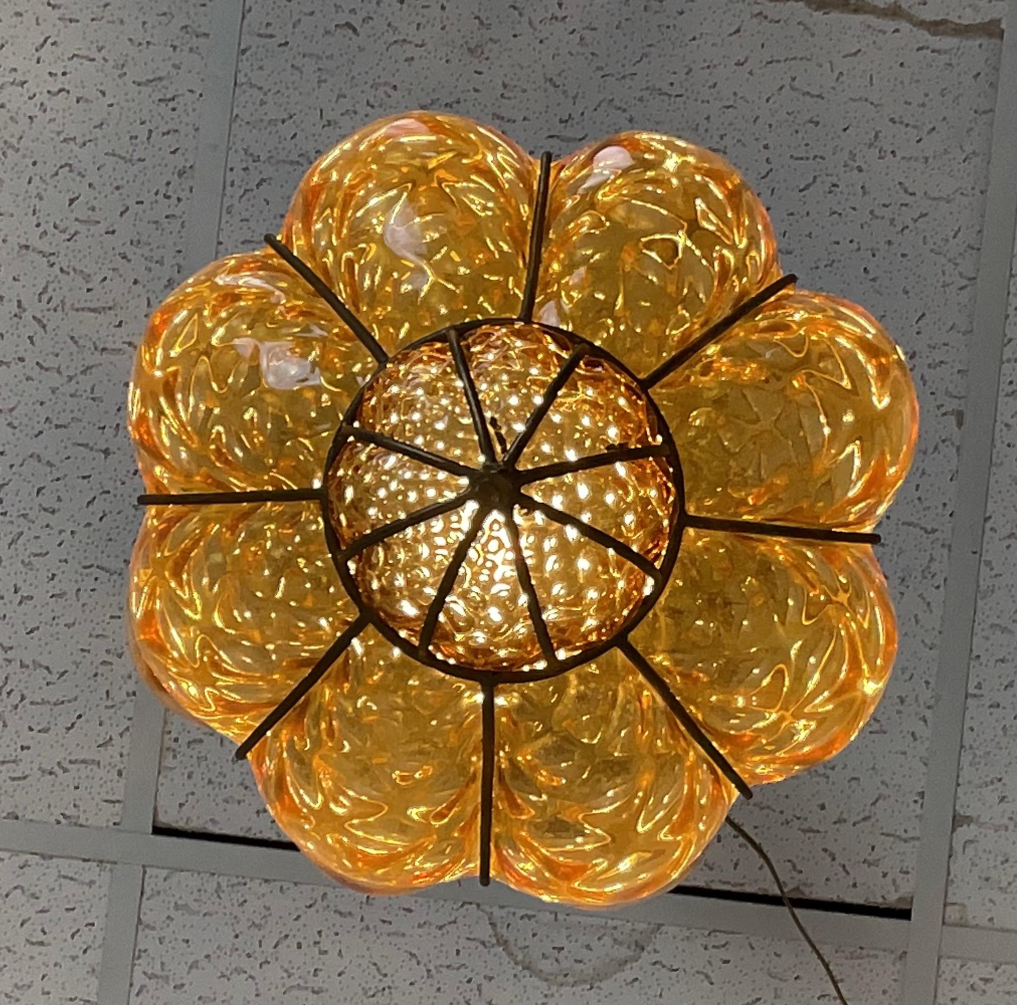 Italian Venetian Glass Lantern Hand Blown For Sale