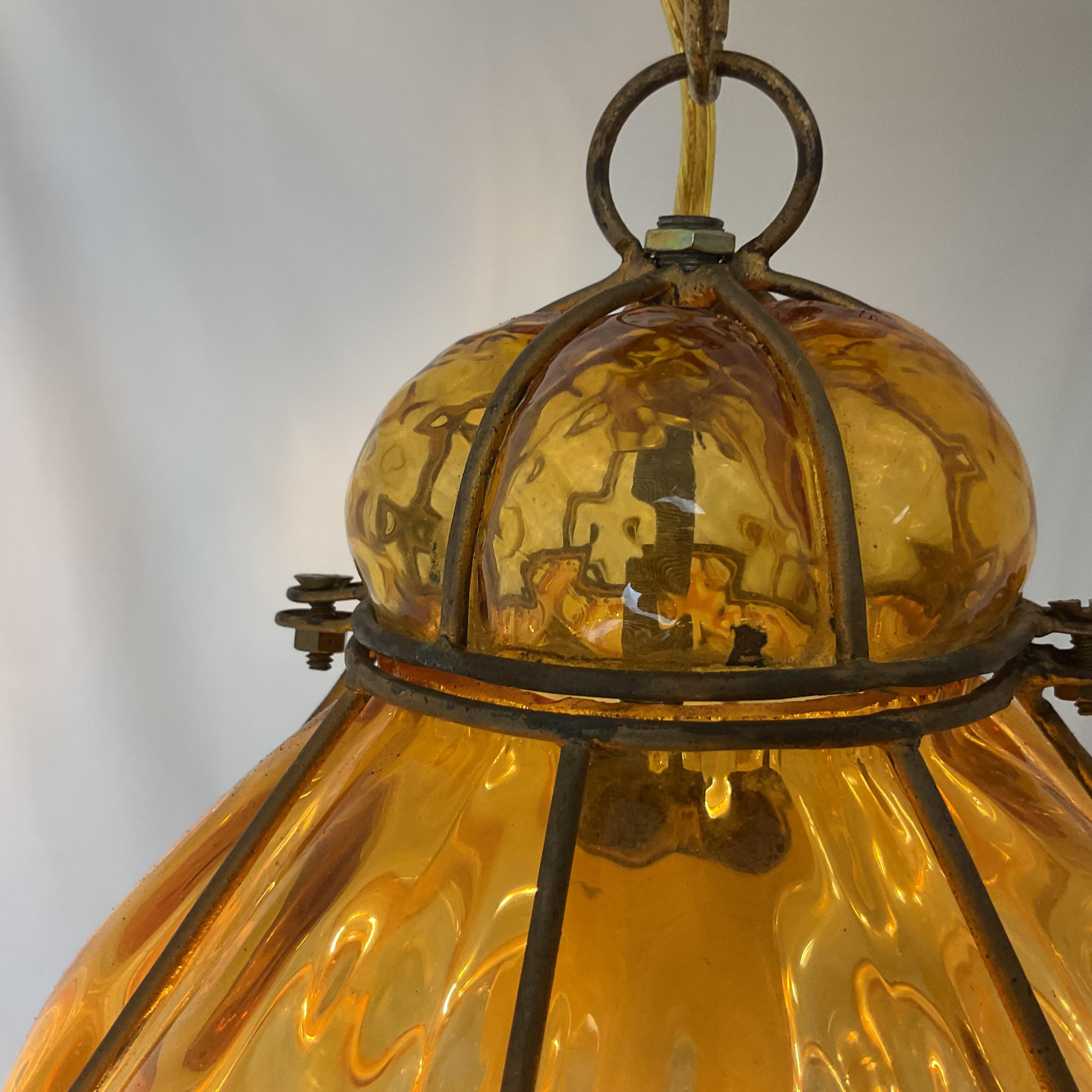 Mid-20th Century Venetian Glass Lantern Hand Blown For Sale