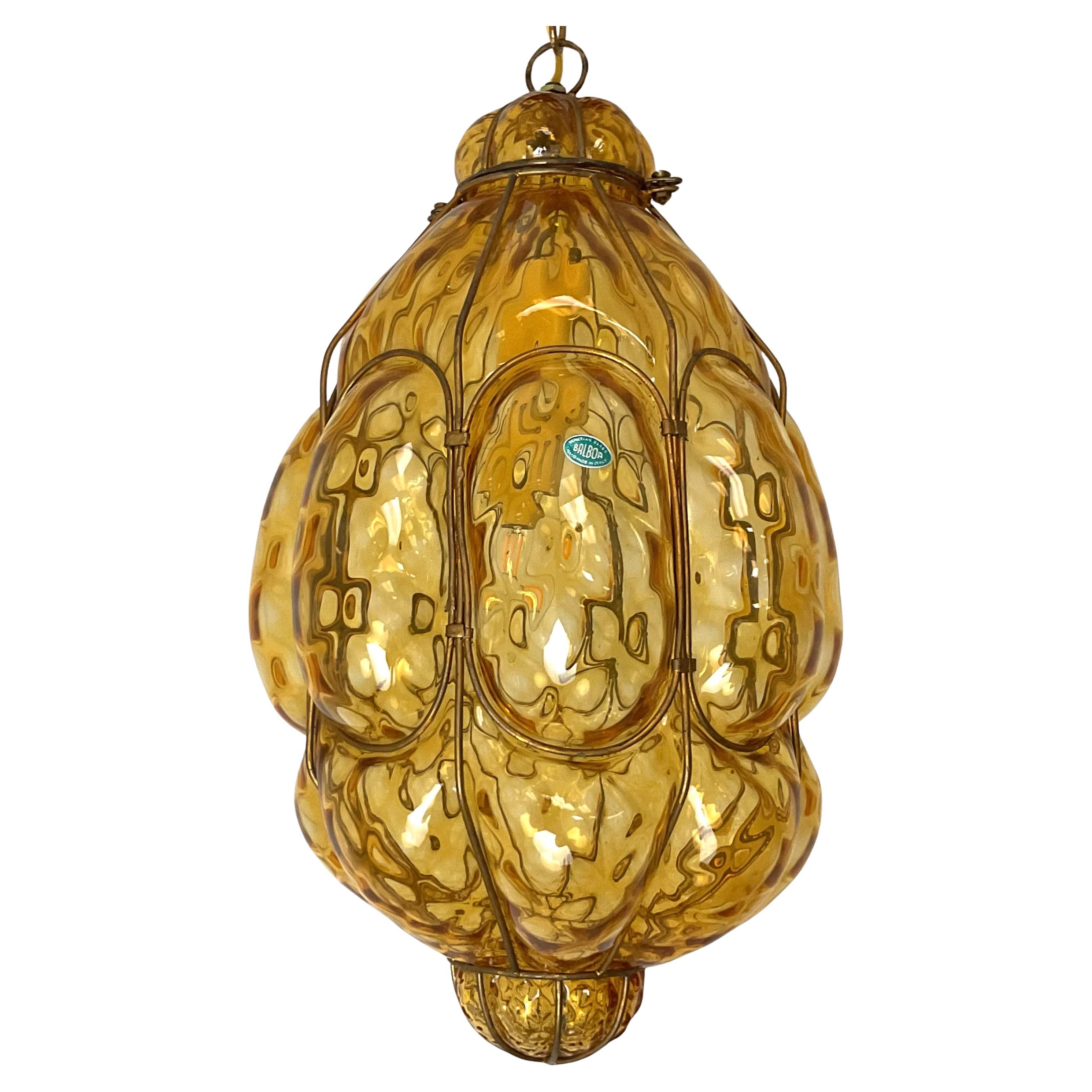 Venetian Glass Lantern Hand Blown For Sale