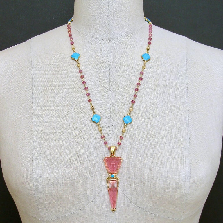 Tagliamonte 18K Gold Plated Venetian Glass Medusa & Lapis Necklace